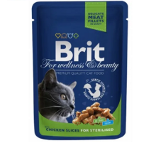 Влажный корм для стерилизованых котов Cat Sterilized с курицей пауч 100 г Brit Premium