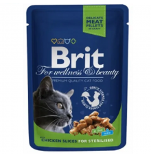 Влажный корм для стерилизованых котов Cat Sterilized с курицей пауч 100 г Brit Premium