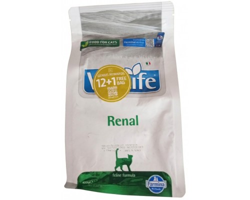 Вологий корм для котов Фарміна Farmina Vet Life Renal дієт. харчування, для підтримки функції нирок, 400 г 