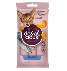Ласощі для котів Sardine Flavoured with Pumpkin кремові ласощі сардина з додаванням гарбуза 4 шт*15 г Delickcious Акция 1+1