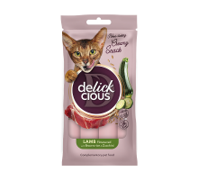 Лакомство для котов Delickcious крем-снек  ягненок с добавлением коричневого риса и цуккини 4 шт*15 г