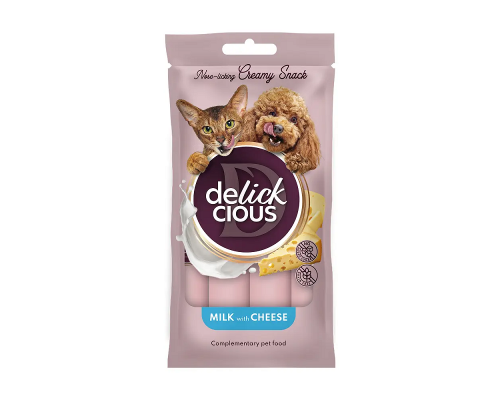Лакомство для котов Delickcious крем-снек молоко с сыром 4 шт*15 г
