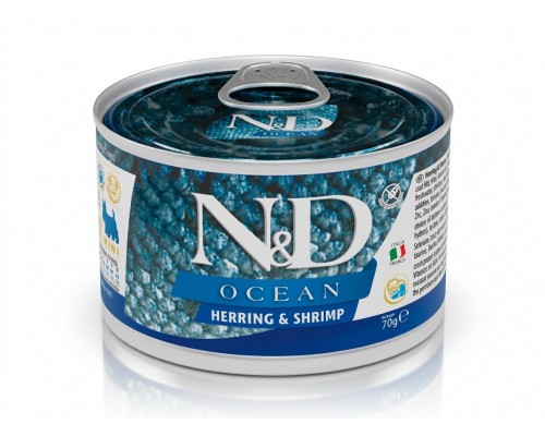 Вологий корм для собак Farmina N&D Grain Free OCEAN HERRING & SHRIMP ADULT MINI з оселедцем, тріскою, тунцем та креветкою, 140 г 