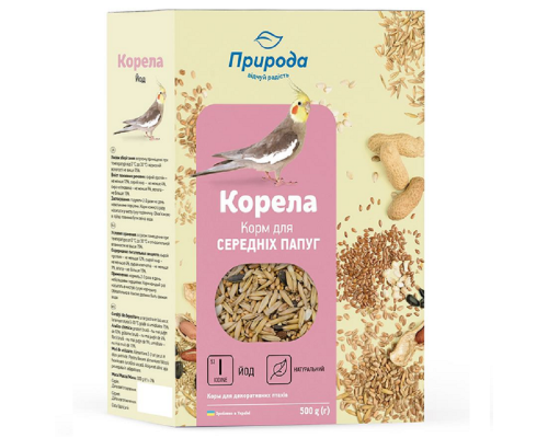 Корм дКорм д/поп Корелла ЙОД 500 г ПРИРОДА PR241081ля средних попугаев Корелла с Йодом 500 г Природа
