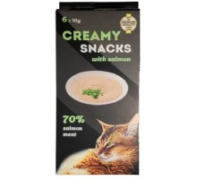 Ласощі для котів Creamy Snacks Salmon ніжне пюре з м'якоті дикого лосося 6 стіків по 10 г Lucky Star
