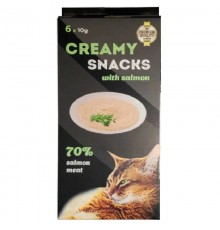 Лакомство для котов Creamy Snacks Salmon из мякоти дикого лосося  6 стиков по 10 г Lucky Star