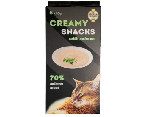 Ласощі для котів Creamy Snacks Salmon ніжне пюре з м'якоті дикого лосося 6 стіків по 10 г Lucky Star