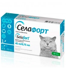 Капли для кошек 2,6-7,5 кг Селафорт от блох и клещей №1 KRKA