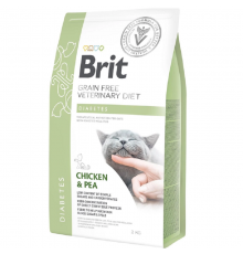Корм Brit VetDiets сухий дієтичний беззерновий для котів при цукровому діабеті Бріт Вет Даєтс Кет Грейн Фрі Діаберт з куркою та горохом 2кг арт.170969/528523																