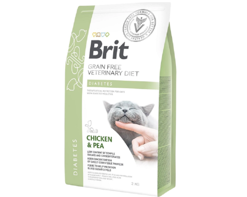 Сухой корм для котов при диабете Diet Diabetes с курицей и горохом 2 кг Brit