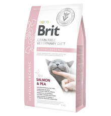 Сухой корм для котов с пищевой алллергией Veterinary Diet Hypoallergenic с лососем и горохом 2  кг Brit