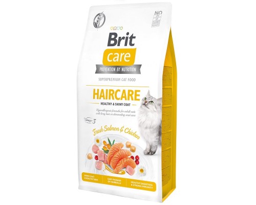 Сухий корм для котів Haircare Healthy & Shiny Coat Fresh Salmon & Chicken для догляду за шкірою та шерстю 2 кг Brit Care