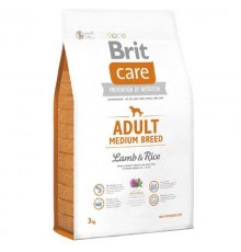 Сухой корм для собак от 10 до 25 кг Dog Hypoallergenic Adult Medium Breed с ягненком и рисом 3 кг Brit Care