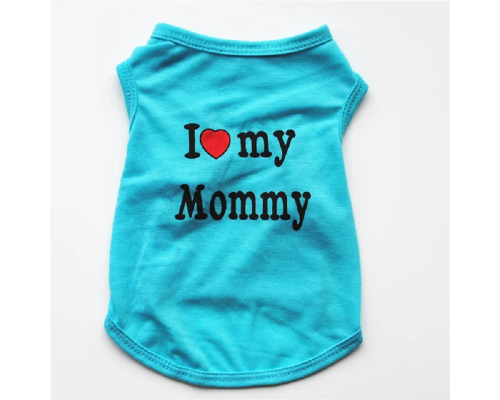 Майка для собак I love my Mommy Голубая размер S Китай