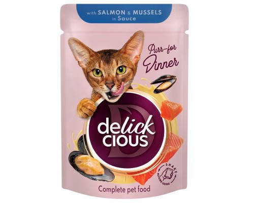 Корм для котів пауч з лососем і мідіями 85 г Delickcious