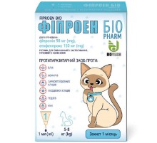 Капли для котов 5-8 кг Фипроен Био против паразитов 1 мл №1 Биофарм