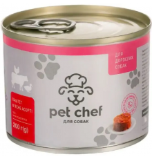 Корм для дорослих собак Pet Chef Пет шеф паштет мясное ассорти консерва 200 г
