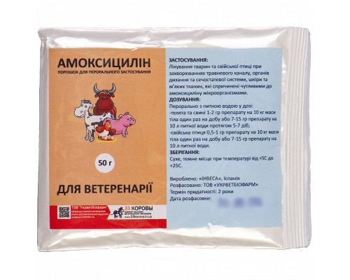 Амоксицилін 10% порошок 50 г Invesa 