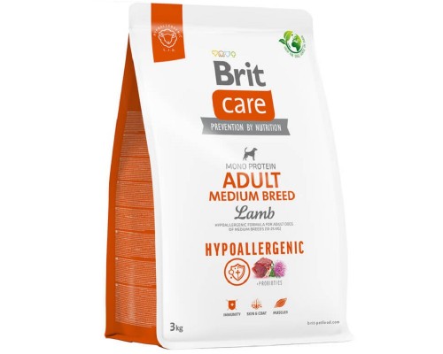 Корм д/соб Брит средних пород Гиппоалергенный Adult Medium Breed - Сухой монопротеиновый гипоаллергенный Ягненок 3кг /172215