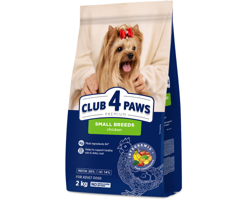 Сухой корм для собак малых пород  Adult Small Breeds с курицей 2 кг Клуб 4 лапы