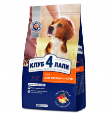 Сухой корм для собак средних пород Adult Medium Breeds с курицей 2 кг Клуб 4 лапы