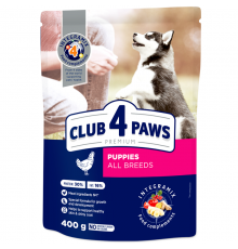 Сухой корм для щенков Premium Puppies All Breeds с курицей 400 г Клуб 4 Лапы