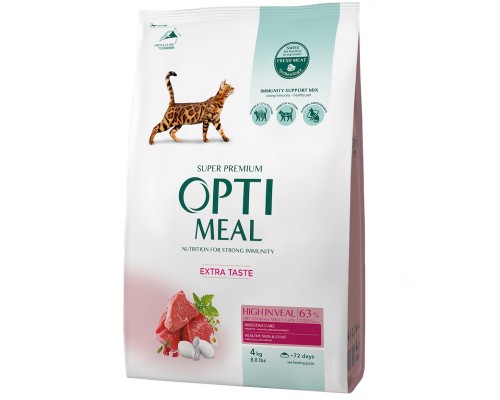 Сухой корм для котов Adult Cat High in Veal с высоким содержанием телятины 4 кг Optimeal
