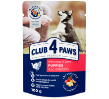 Корм для щенков Puppies All Breeds with Turkey gravy с индейкой в соусе 100 г Клуб 4 Лапы