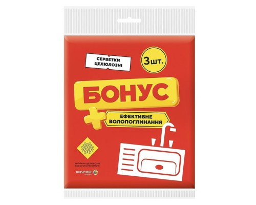 БОНУС Серветки целюлозні 2 +1 шт 