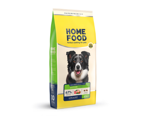 Корм для собак DOG ADULT MEDIUM/MAXI для активних собак і юніорів Ягнятина з рисом Ваговий ціна за 1 кг Home Food 