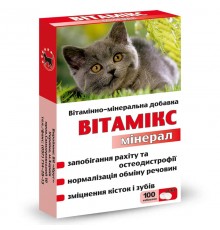 Таблетки для кошек Витамикс Минерал витаминно-минеральная добавка  №100  Круг