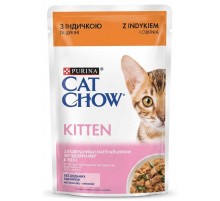 Корм для котят Cat Chow с индейкой и кабачками в желе 85 г Purina