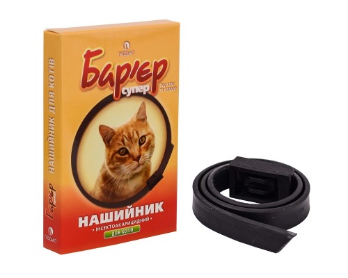 Ошейник для кошек Барьер Супер от блох и клещей черный 32,5 см Продукт