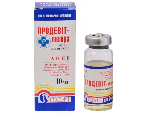 Раствор для инъекций Продевит Тетра комплекс витаминов для животных 10 мл Продукт