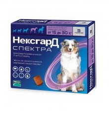НексгарД Спектра таблетки от блох, клещей, глистов для собак 15-30 кг №3 Merial срок 05.2026