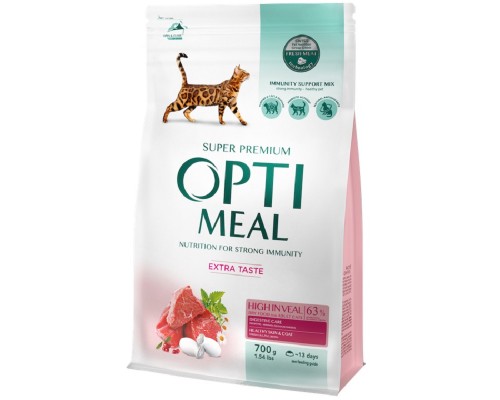 Сухой корм для котов Adult Cat High in Veal с высоким содержанием телятины 700 г Optimeal