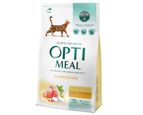 Сухой корм для взрослых  котов Chicken с курицей 700 г Optimeal