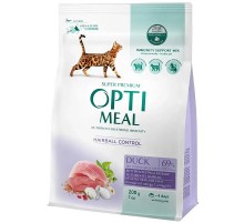Сухой корм для котов c эффектом выведения шерсти Duck Hairball Control с уткой 200 г Optimeal