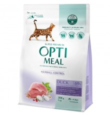 Сухий корм для котів з ефектом виведення вовни Duck Hairball Control з качкою 200 г Optimeal