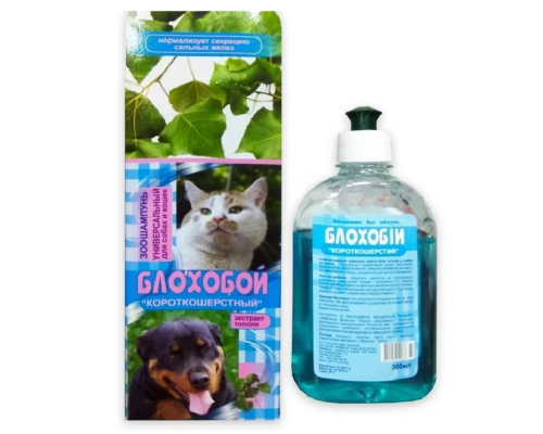 Шампунь для собак и котов Блохобой Короткошерстные от блох и клещей 200 мл Норис