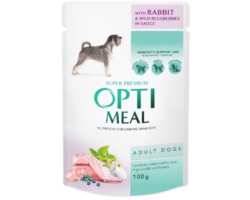 Корм для собак Adult Dogs Rabbit and Wild Blueberries sauce с кроликом и черникой в соусе 100 г Optimeal