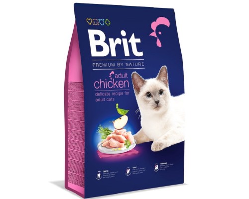 Сухой корм для котов Cat Adult Chicken с курицей для взрослых  1,5 кг Brit Premium