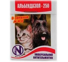 Таблетки для собак и котов Альбендазол-250 антигельмитик широкого спектра действия 1 таблетка на 10 кг веса Норис