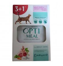 Корм для котов 3+1 Adult Cats Sensitive Digestion Lamb  с ягненком и овощами в желе 340 г Optimeal