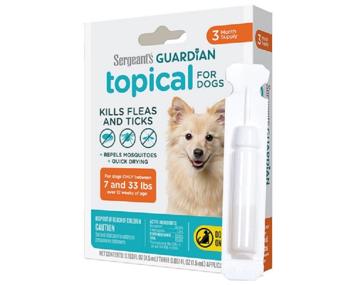 Капли на холку для собак 3,2-15 кг Sergeant\'s Guardian от блох клещей комаров 1.5 мл 1 пипетка Guardian