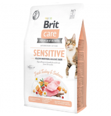 Корм Brit Care Cat сухий для вибагливих котів та котів з чутливим травленням Бріт Кеа Кет Грейн Фрі Сенсатів Хелсі Дайджешен енд Делікейт Тейст 2кг арт.171282			