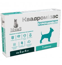 Таблетки для собак 2-4 кг Квадромідас 0,2 г протипаразитарний засіб №1 Modes