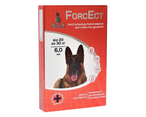 Капли для щенков и собак 20-30 кг ForcEct 6 мл противопаразитарное средство №1 Modes
