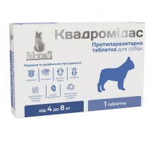Таблетка для собак весом 4-8 кг Квадромидас 0,4 г противоразитарное средство №1 Modes