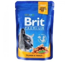 Влажный корм для кошек Cat Salmon and trout с лососем и форелью пауч 100 г Brit Premium